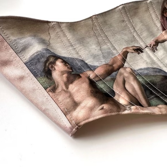 Under Bust Renaissance Corset Inspired by The Creation of Adam - Picture 3 of 7